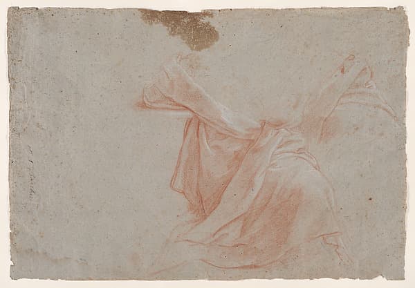 Double-sided Sheet: (recto) Study of Draperies; (verso) Study of a Standing Female Nude in a Beckoning PoseTurned toward Left.