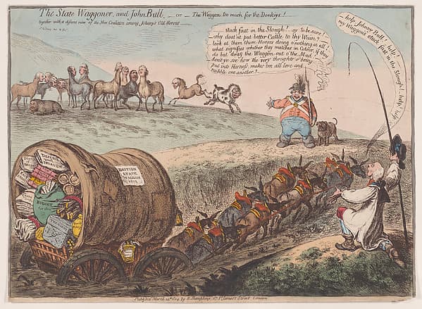 The State Waggoner and John Bull.–or–the Waggon too Much for the Donkeys!