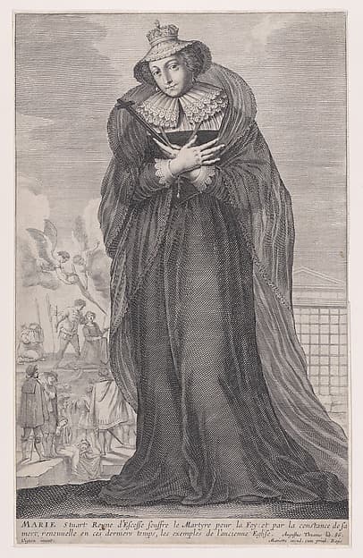 Mary, Queen of Scots with the scene of her execution (from "La Gallerie des Femmes Fortes," page 350)