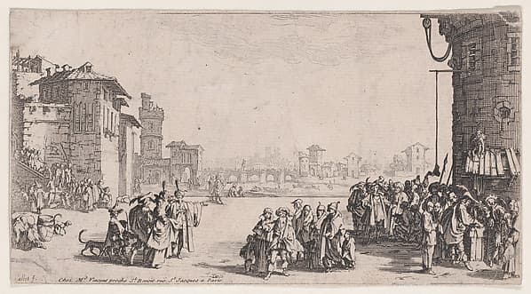 Le Marché d'Esclaves, estampe appelée aussi Les Galériens, Le Petit Paris, La Petite Vue de Paris (The Slave Market, also called The Galley Slaves, The Small Paris, The Small View of Paris)