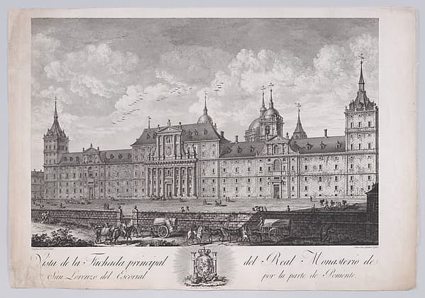 The main facade of the monastery of El Escorial, from a series of Views of El Escorial