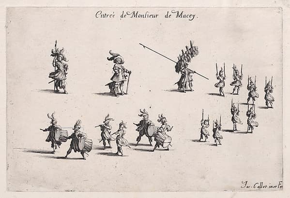 Entrée de M. de Macey (Entrance of Monsieur de Macey), from Le Combat a la Barrière in the Palace at Nancy by Henri Humbert, printed by Sebastien Phillipe