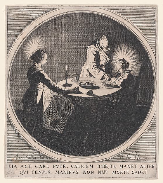 Le Benedicite, estampe appelée aussi La Sainte Famille a Table et St. Joseph Faisant Boire L'Enfant Jésus (The Grace, also called The Holy Family at the Table and St. Joseph Giving the Christ Child a Drink)