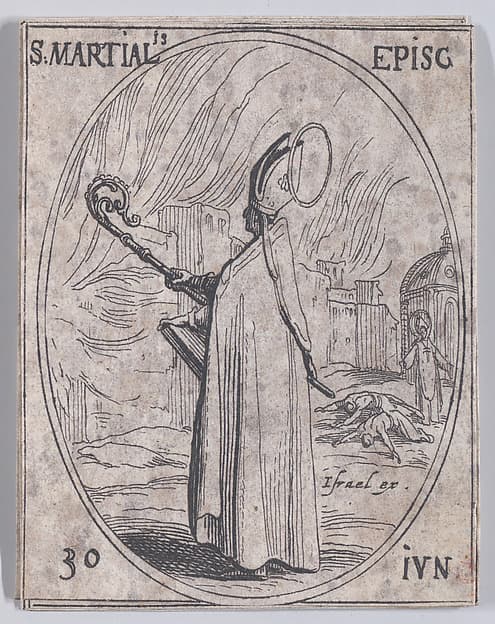 S. Martial, évêque (St. Martial, Bishop), June 30th, from "Les Images De Tous Les Saincts et Saintes de L'Année" (Images of All of the Saints and Religious Events of the Year)