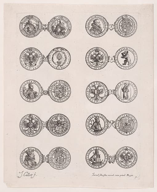9th Plate, Featuring 10 Coins Issued by European Princes in the 16th and 17th centuries, from Les Monnaies (The Currencies)