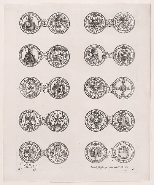 6th Plate, Featuring 10 Coins Issued by European Princes in the 16th and 17th centuries, from Les Monnaies (The Currencies)