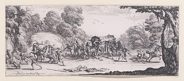 L'Attaque de la Diligence (The Attack of the Stagecoach), from "Les Misères et les Mal-Heures de la Guerre" (The Miseries and Misfortunes of War), plate 8