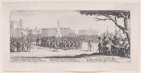 L'Enrolement des Troupes (The Enlistment of Troops), from Les Misères et les Mal-Heures de la Guerre (The Miseries and Misfortunes of War), plate 2