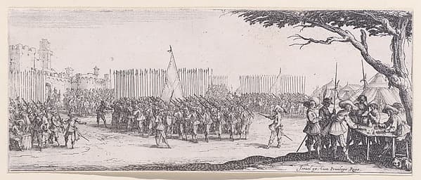 L'Enrolement des Troupes (The Enlistment of Troops), from "Les Misères et les Mal-Heures de la Guerre" (The Miseries and Misfortunes of War), plate 2