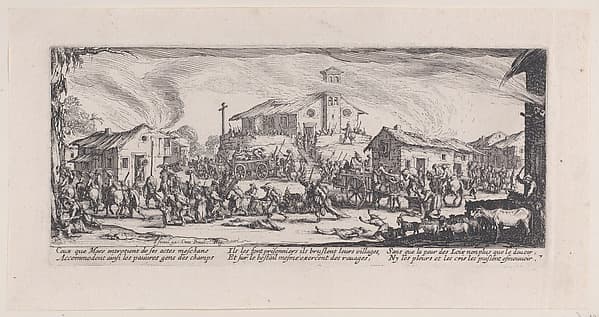 Pillage et Incendie d'un Village (Looting and Burning of a Village), from Les Misères et les Mal-Heures de la Guerre (The Miseries and Misfortunes of War), plate 7