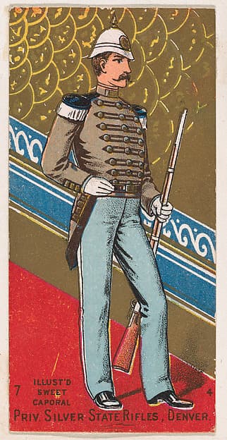 Private, Silver State Rifles, Denver, Colorado, from the Military Series (N224) issued by Kinney Tobacco Company to promote Sweet Caporal Cigarettes