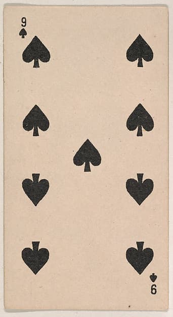 Nine of Spades, from the Transparent Playing Cards series (N220) issued by Kinney Bros.