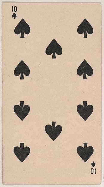 Ten of Spades, from the Transparent Playing Cards series (N220) issued by Kinney Bros.