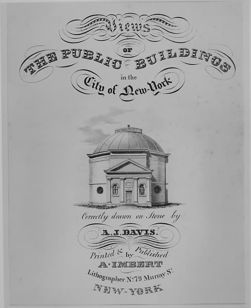 Title Page to Views of the Public Buildings in the City of New York (with The Rotunda, City Hall Park)
