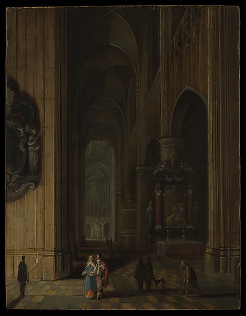 Interior of a Gothic Church at Night