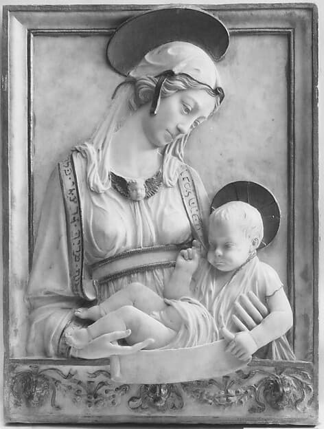 Renaissance-style relief of Virgin and Child