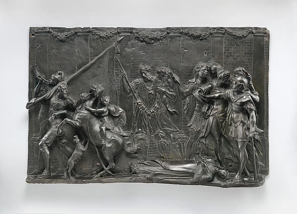 Saint Daniel of Padua dragged by a horse before the Roman governor of Padua