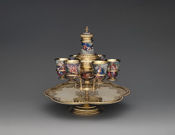 "Four Seasons" enamel liqueur service