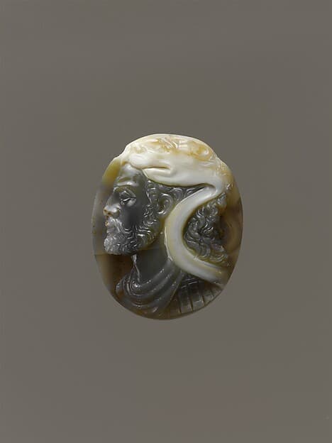 Head of Hercules with the lion's skin and bust of Omphale