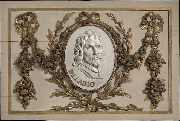 Panel for a decorative frieze with portrait of Palladio (from a set of six)