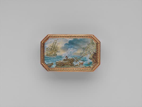Snuffbox with six maritime scenes