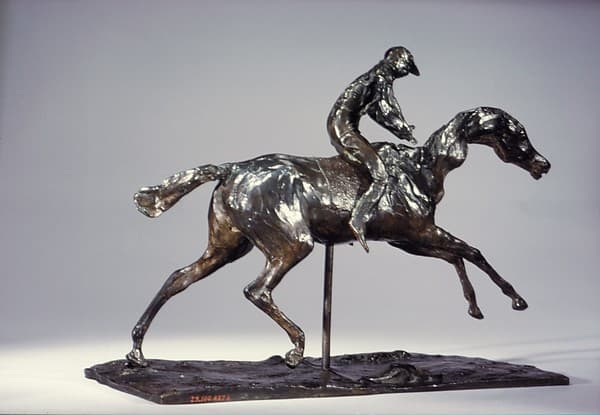 Horse with Jockey; Horse Galloping on the Right Foot, the Back Left Foot Only Touching the Ground