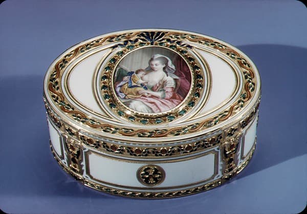 Snuffbox with miniature of a mother nursing a child