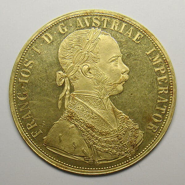 4-ducat piece, Francis Joseph I of Austria, 1888, 40th anniversary of the Emperor's accession