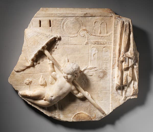 Marble fragment of a relief with a flying Eros