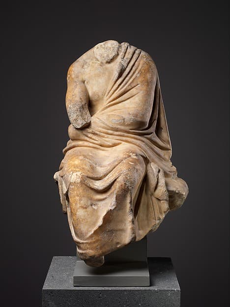Marble statuette of a seated philosopher