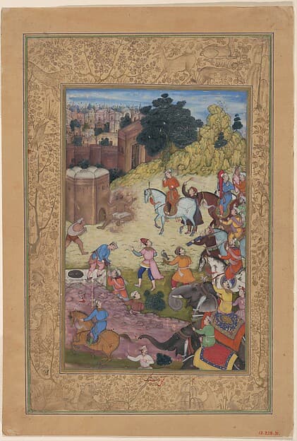 "A Bathhouse Keeper is Consumed by Passion for his Beloved", Folio from a Khamsa (Quintet) of Amir Khusrau Dihlavi