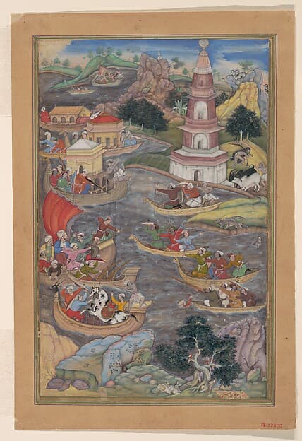 "Alexander Fights a Sea Battle", Folio from a Khamsa (Quintet) of Amir Khusrau Dihlavi