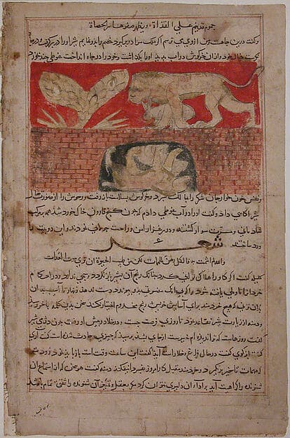 "Fable of the Lion and the Hare", Folio from a Kalila wa Dimna
