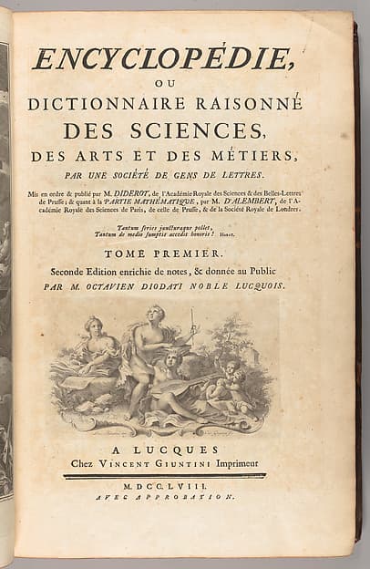 Encyclopédie, ou Dictionnaire raisonné des sciences, des arts et des métiers, par une société de gens de lettres