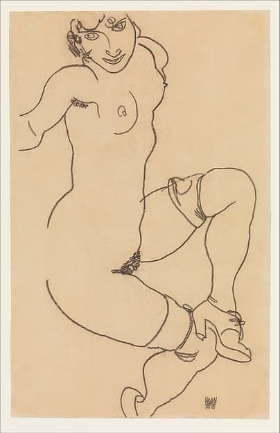 Seated Nude in Shoes and Stockings