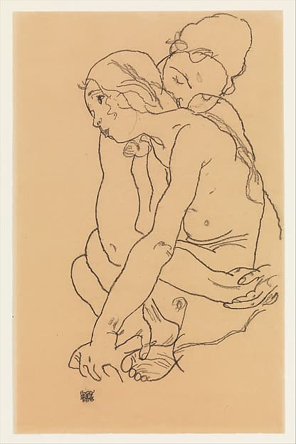 Woman and Girl Embracing