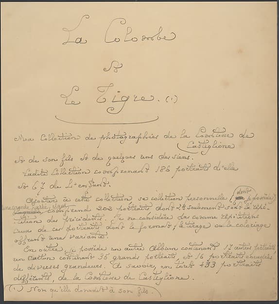 La Colombe et Le Tigre. Ma collection de photographies de la Comtesse de Castiglione