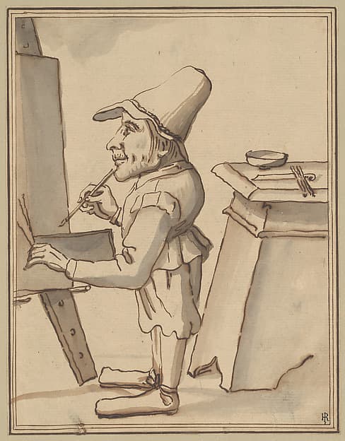 Caricature of a Dwarf Painter at His Easel