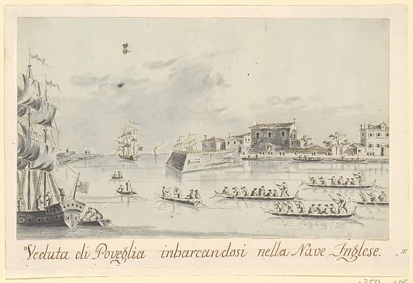 The Island of Povegila, with British Naval Officers Embarking
