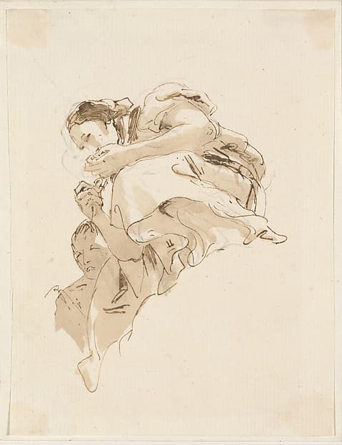 Crouching Woman with a Boy Behind Her