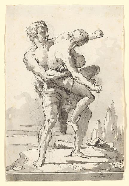 Hercules and Antaeus (with a ledge Below)