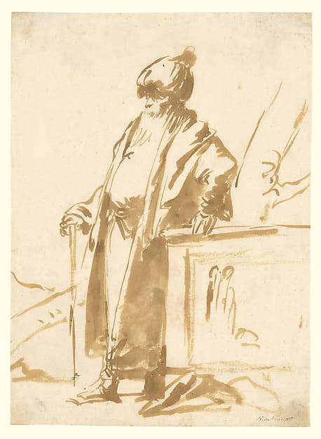 An Old Man in Oriental Dress, Standing by a Pagan Altar