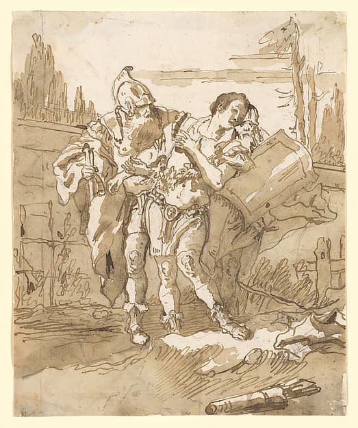 Rinaldo Persuaded by Ubaldo and Guelfo to Abandon Armida