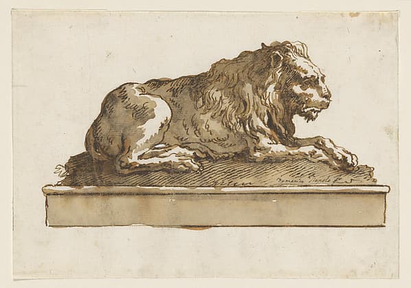 A Lion, Lying Toward the Right (on a Base)
