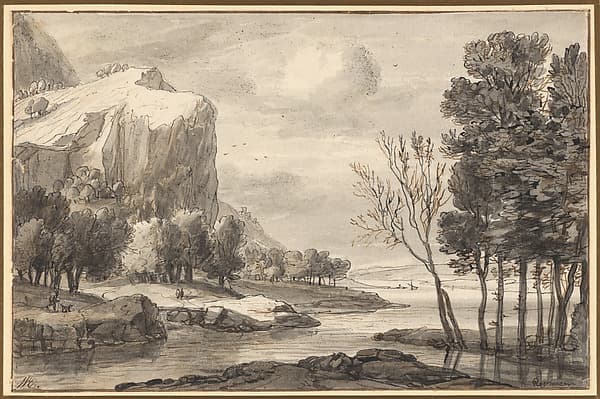 River Landscape with Rocky Cliffs
