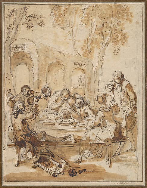 Revelers at a Table in the Countryside