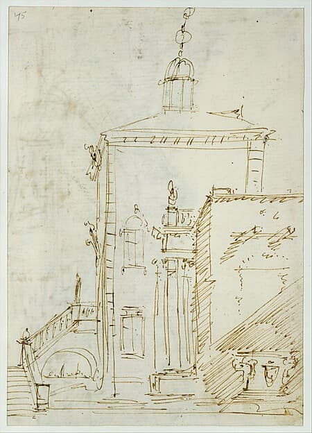 A Magnificent Pavilion by the Lagoon (recto); The Grand Canal, with the Rialto Bridge from the South (verso)