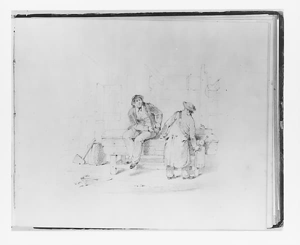 Two Men on a Workbench with a Vice (from Sketchbook)