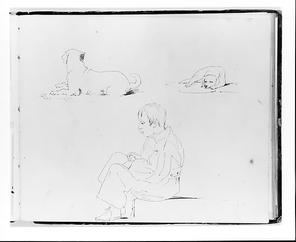 Two Dogs and a Boy Seated (from Sketchbook)