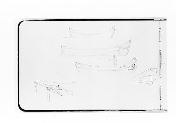 Sketches of Rowboat and Figure Standing in a Rowboat (from Sketchbook)
